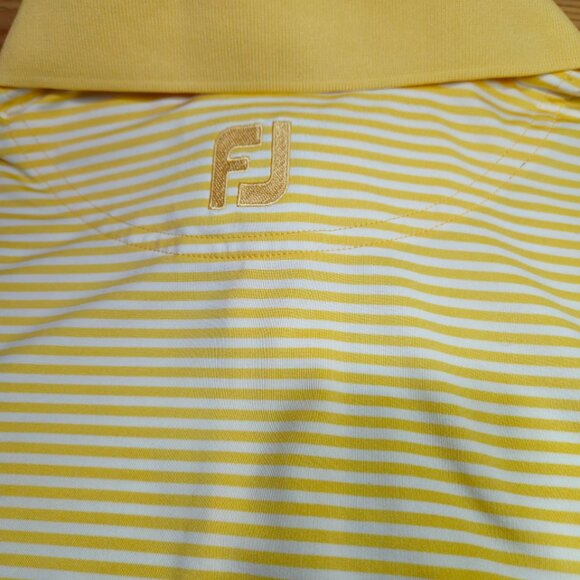 Footjoy FJ Shirt Lot Mens XL Red White - yellow Stripe Golf Performance Stretch - Picture 4 of 16